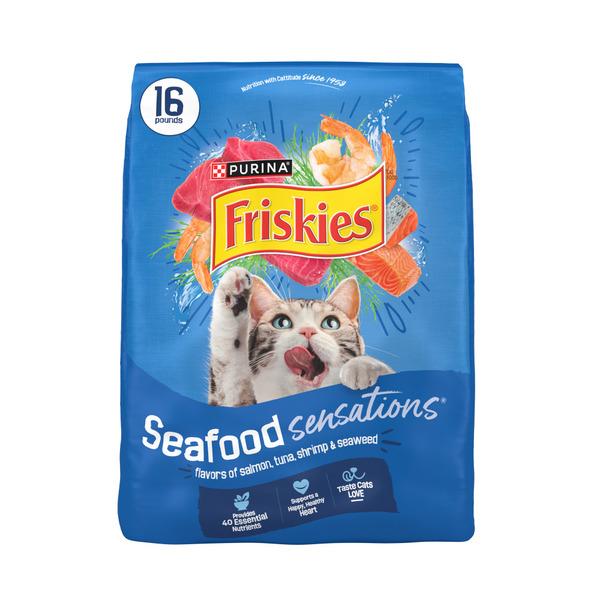 Purina Friskies Dry Cat Food Seafood Sensations With Salmon, Tuna, and Shrimp Flavors - 16 lb