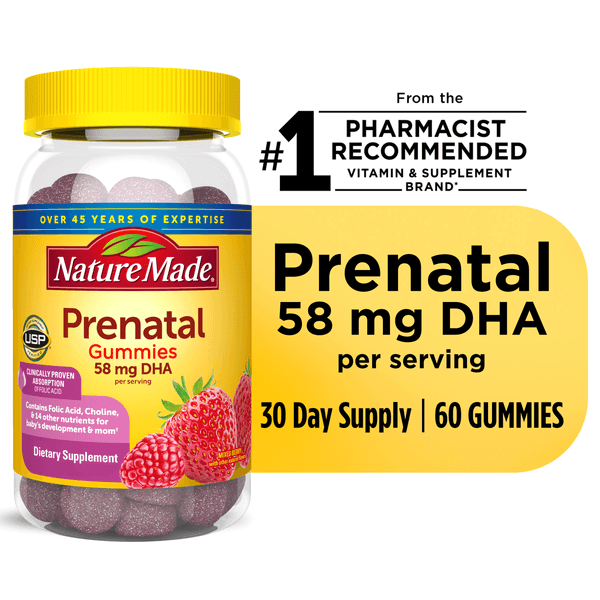 Nature Made Prenatal Gummies with DHA and Folic Acid - 60 ct