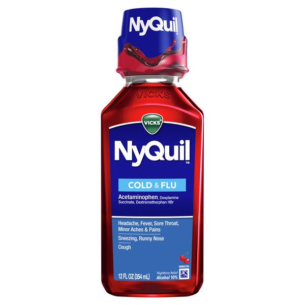 Vicks NyQuil Cold & Flu Nighttime Relief Cherry Flavor Liquid - 12 fl oz