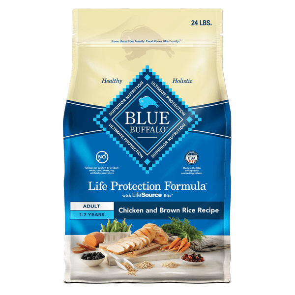 Blue Buffalo Life Protection Formula Natural Adult Dry Dog Food, Chicken and Brown Rice - 24 lb