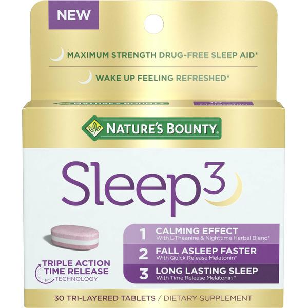 Nature's Bounty Sleep3 Melatonin Sleep Aid, Tri-Layered - 30 ct