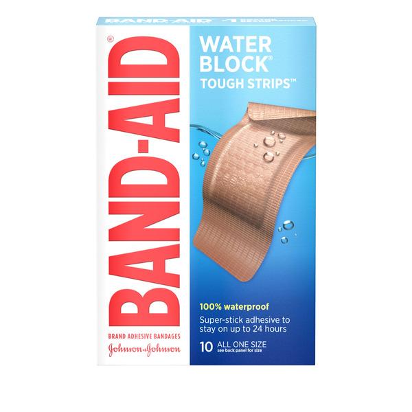 BAND-AID Water Block Tough Strips Adhesive Bandages, Waterproof, 10 ct - 10 ct