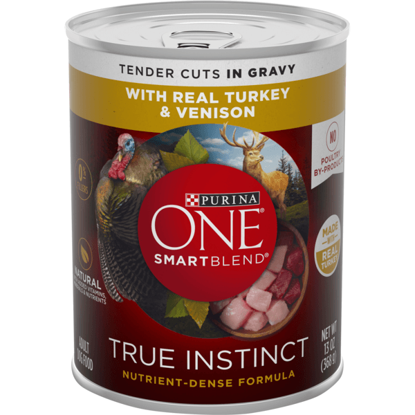 Purina ONE Natural, High Protein Gravy Wet Dog Food, SmartBlend True Instinct Real Turkey & Venison - 13 oz.