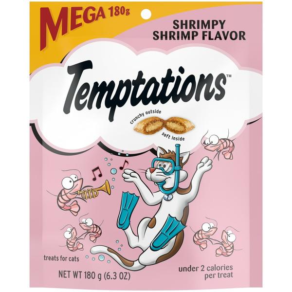 TEMPTATIONS Classic Crunchy and Soft Cat Treats Shrimp Flavor - 180 g