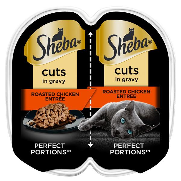 SHEBA PERFECT PORTIONS Perfect Portions Wet Cat Food Cuts in Gravy Chicken Entree, 2.6 oz. Twin-Pack Trays (24 Count) - 37.5 g