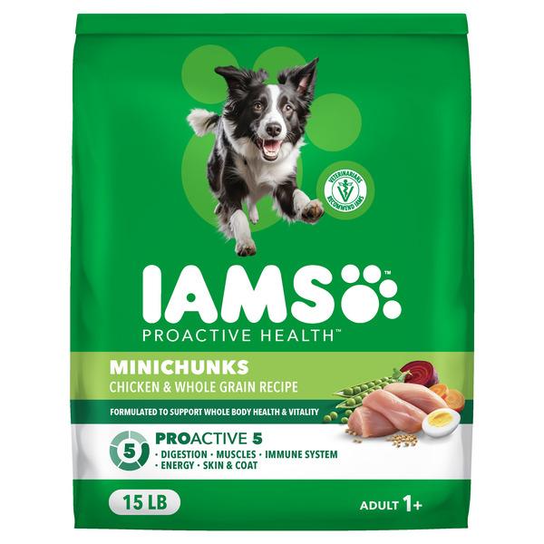 IAMS Proactive Health Adult Minichunks Dry Dog Food Chicken & Whole Grain Recipe, 15 lb. Bag - 15 lb
