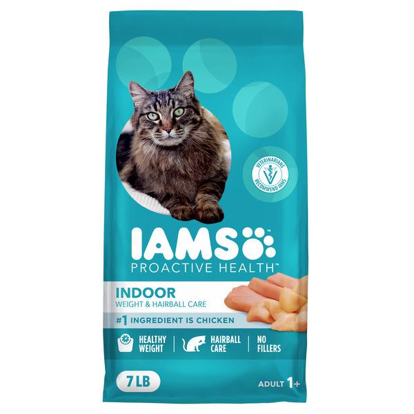 IAMS PROACTIVE HEALTH Adult Indoor Weight Control & Hairball Care Dry Cat Food with Chicken & Turkey Cat Kibble, 7 lb. Bag - 7 lb