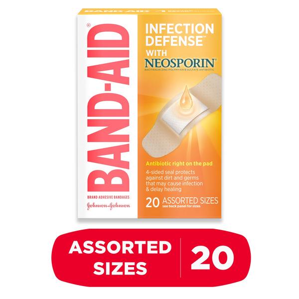 BAND-AID Bandages with Neosporin Antibiotic, Assorted Sizes, 20 ct - 20 ct