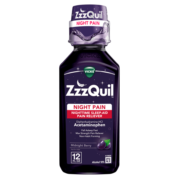 Vicks ZzzQuil Nighttime Pain Relief Sleep Aid Liquid - 12