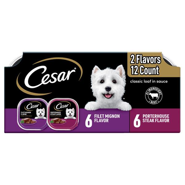 Cesar Filet Mignon Flavor & Porterhouse Steak Classic Loaf in Sauce Variety Pack - 3.5 oz