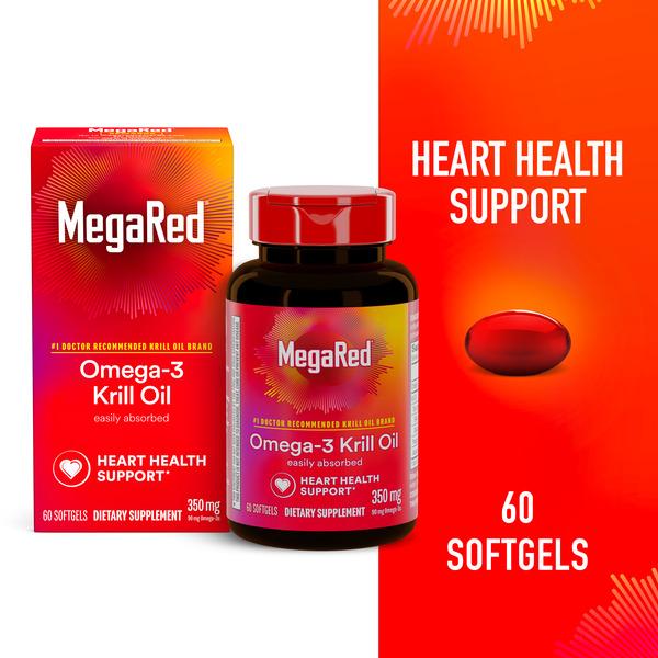 MEGARED® MegaRed 350mg Superior Omega-3 Krill Oil, 60 Softgels - 65 oz