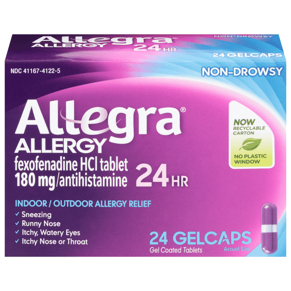 Allegra Allergy, Non-Drowsy, 24 Hr, 180 mg, Gelcaps - 24 ct