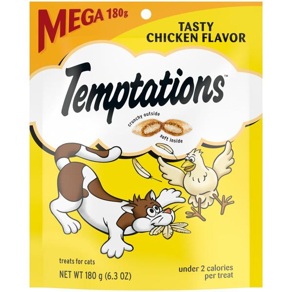 TEMPTATIONS Classic Crunchy and Soft Cat Treats Tasty Chicken Flavor - 6.3 oz