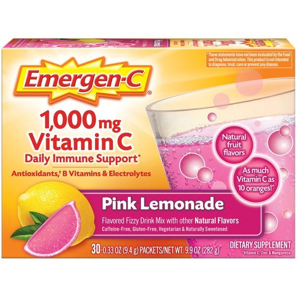 Emergen-C Vitamin C Fizzy Drink Mix Pink Lemonade - 30 ct
