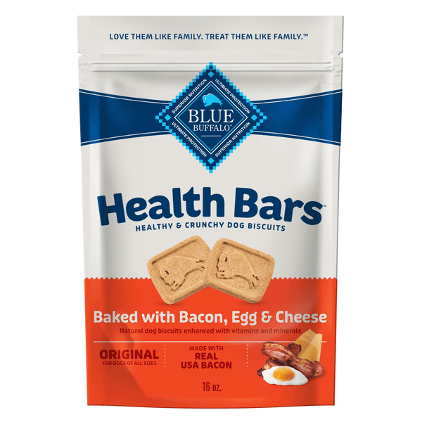 Blue Buffalo Health Bars Natural Crunchy Dog Treats Biscuits, Bacon, Egg & Cheese - 16 oz