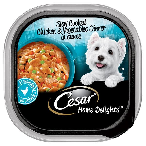 Cesar Home Delights Adult Wet Dog Food Slow Cooked Chicken & Vegetables in Sauce, 3.5 oz. Tray - 3.5 oz