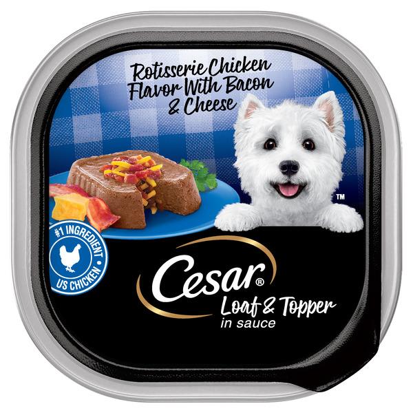 Cesar Loaf & Topper in Sauce Wet Dog Food Rotisserie Chicken Flavor, 3.5 oz. Tray - 3.5 oz