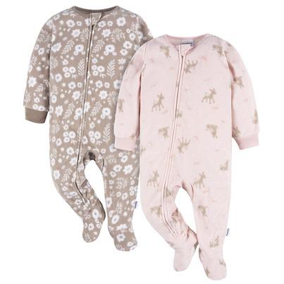 Gerber Childrenswear Footed Blanket Sleepers Pink Deer