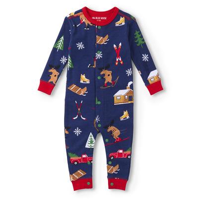 Hatley Little Blue House Union Suit Winter Cabin