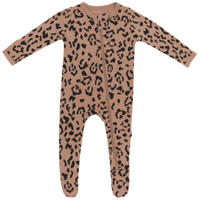 Kyte BABY Zippered Footie Latte Leopard