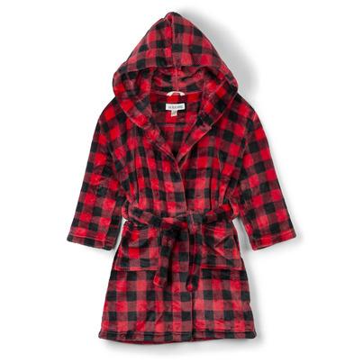Hatley Little Blue House Kids Fleece Robe Buffalo Plaid