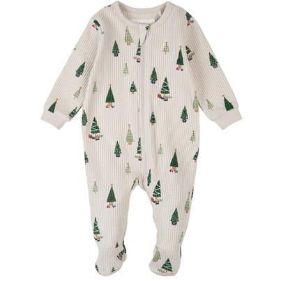 petit lem Sleeper Christmas Tree Print on Creme Beige