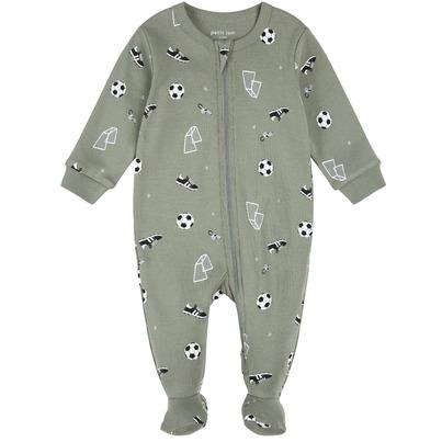 Petit Lem Sleeper Soccer Print on Olive Dark Green