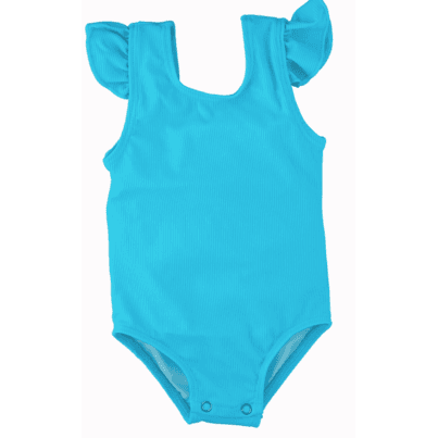 Current Tyed Clothing Ribbed Ruffle Shoulder One Piece Swimsuit Blue Curaco