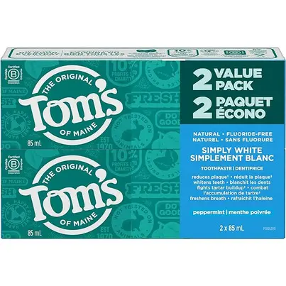Tom's Of Maine Simply White Peppermint Toothpaste Twin Pack