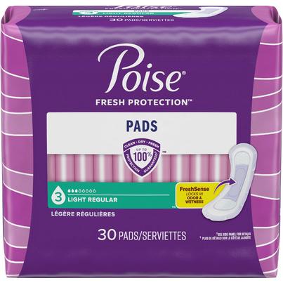 Poise Incontinence Pads Light Absorbency Regular Length