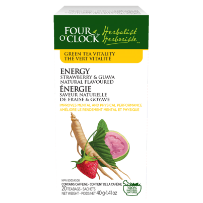Four O'Clock Herbalist Green Tea Energy Strawberry & Guava
