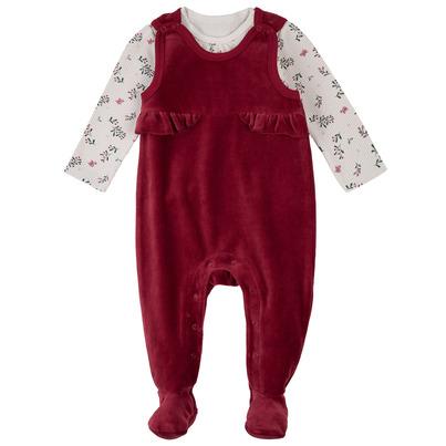 petit lem Knit Long Sleeve and Overall Set Red