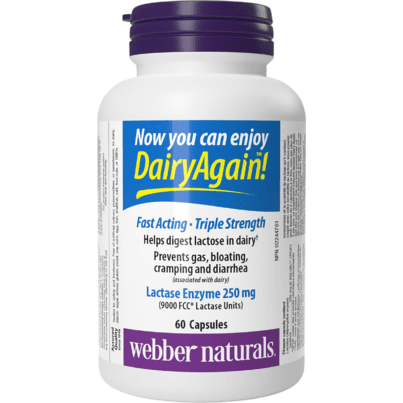 Webber Naturals Dairy Again! Lactase Enzyme Extra Strength 250mg