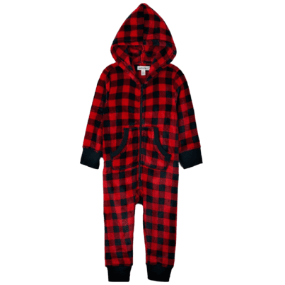 Little Blue House by Hatley Kids Hooded Fleece Jumpsuit Buffalo Plaid