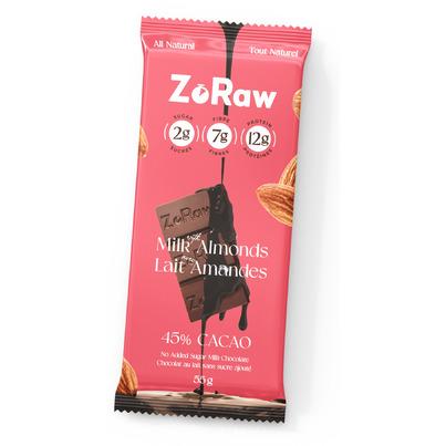 ZoRaw Milk Chocolate Almond Bar with Protein