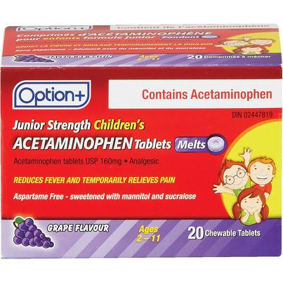 Option+ Children's Junior Strength Acetaminophen Grape Melts