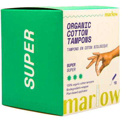 Marlow 100% Organic Cotton Applicator Tampons Super