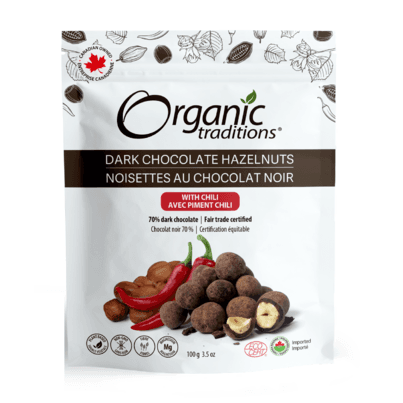 Organic Traditions Dark Chocolate Hazelnuts with Chili