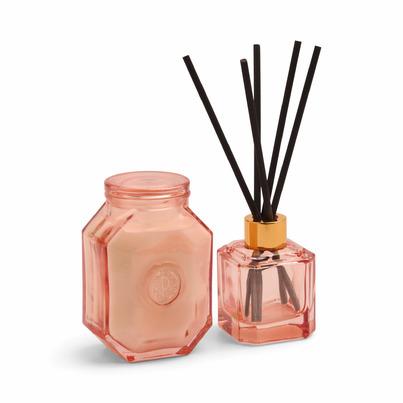 Paddywax Botanica Pink Glass Diffuser & Soy Candle Saffron Rose