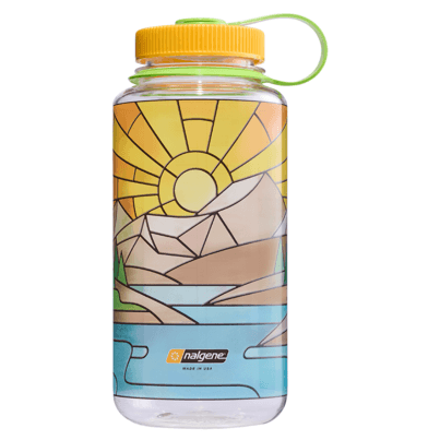 Nalgene Sustain Water Bottle Wide Mouth Clear Stained Glass River