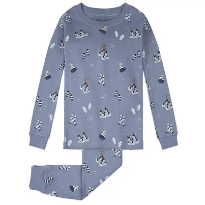 petit lem PJ Set Cozy Winter Accessories Print on Blue