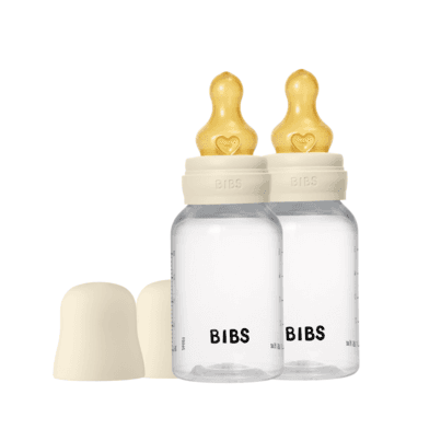 BIBS Round Latex Slow Flow Baby Bottle Pack Ivory