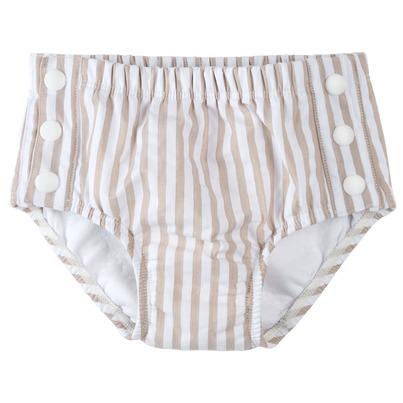 Petit Lem Swim Diaper Taupe Stripe Seersucker Sand