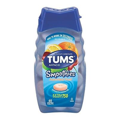 Tums Extra Strength Smoothie Antacid for Heatburn Relief Assorted Fruit