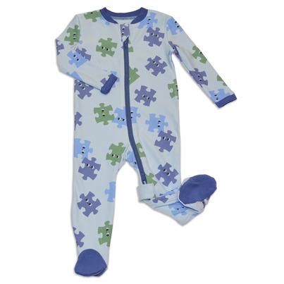 Silkberry Baby Bamboo Fleece Footie With Two Way Zipper Puzzle Pals