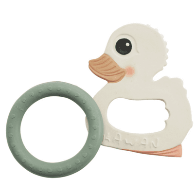 Hevea Kawan Duck & Ring Teether Giftset Seafoam Blue