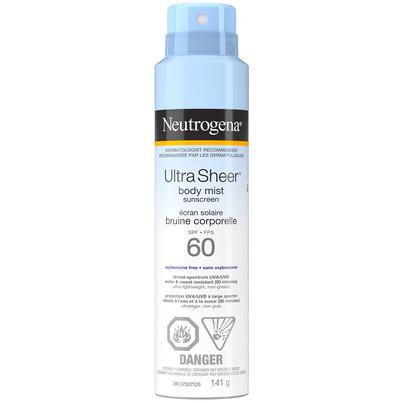 Neutrogena Ultra Sheer Body Mist Sunscreen SPF 60