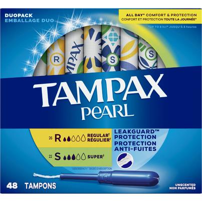 Tampax Pearl Tampons with LeakGuard Braid Regular/Super Absorbency