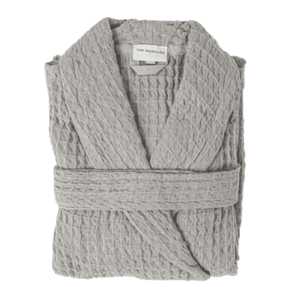 One Wednesday Waffle Knit Robe Olive Grey