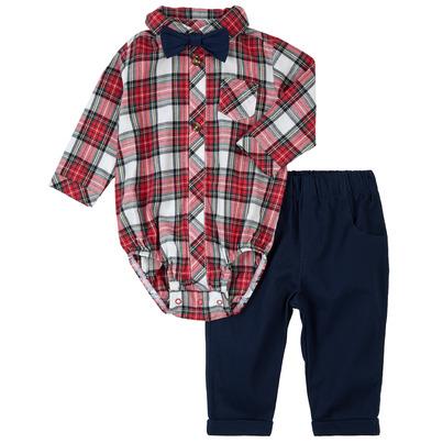 petit lem Outfit Set Red Plaid on Flannel
